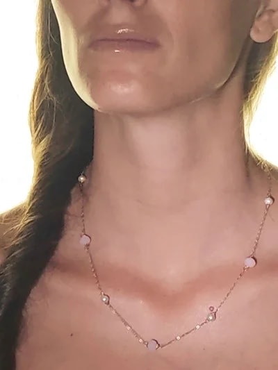 Collana Catenina Girocollo Perle 45/50 Cm Donna Oro Giallo 18 kt Carati Ct 750