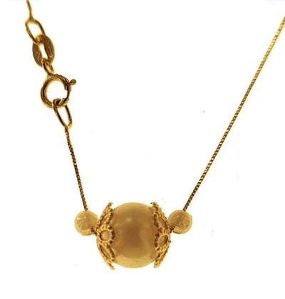 Collana Catenina Girocollo Perle Oro Giallo 18 Kt Carati Ct 750 1,20 Gr Donna - immagine 3