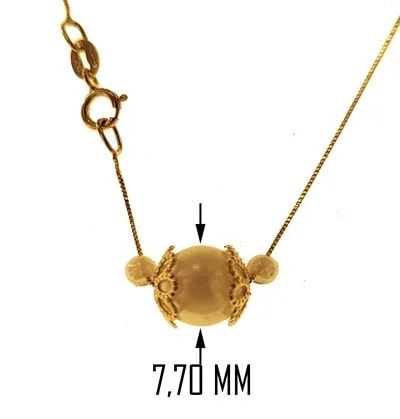 Collana Catenina Girocollo Perle Oro Giallo 18 Kt Carati Ct 750 1,20 Gr Donna - immagine 4