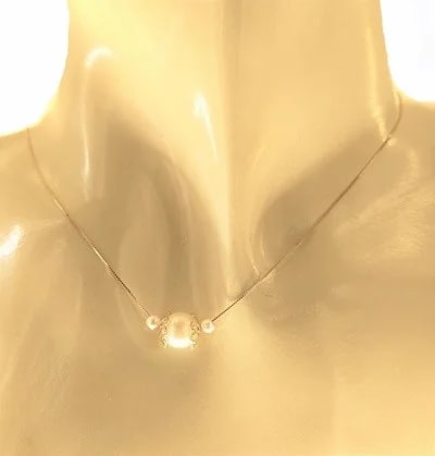 Collana Catenina Girocollo Perle Oro Giallo 18 Kt Carati Ct 750 1,20 Gr Donna