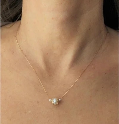 Collana Catenina Girocollo Perle Oro Giallo 18 Kt Carati Ct 750 1,20 Gr Donna - immagine 2