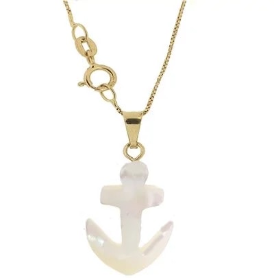 Collana Catenina Pendente Ancora Donna Giallo 18 kt Carati 750