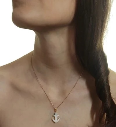 Collana Catenina Pendente Ancora Donna Giallo 18 kt Carati 750 - immagine 2