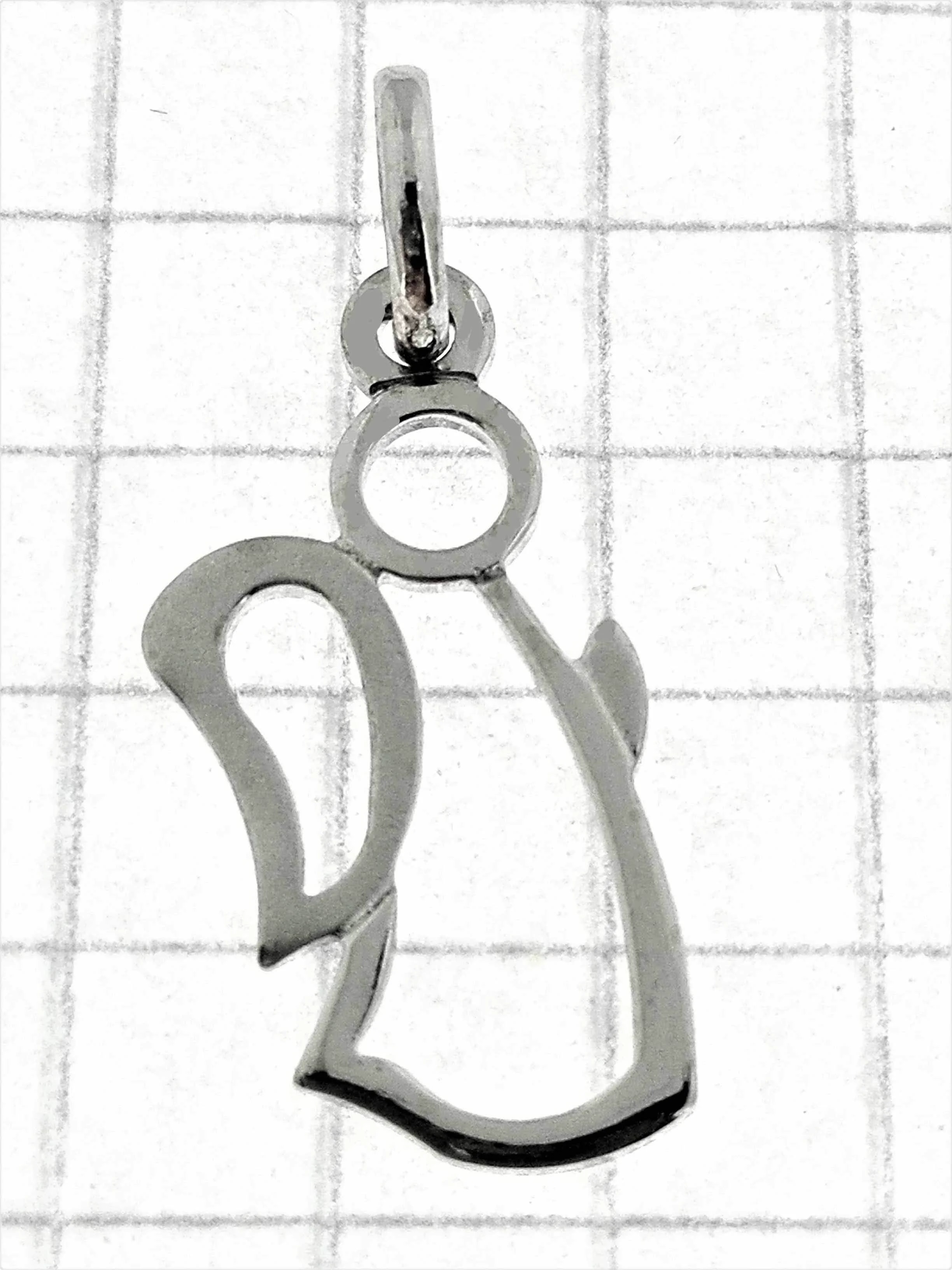 Collana Catenina Pendente Angelo Donna Oro Bianco 18 Kt Carati Ct 750 1,45 Gr - immagine 3