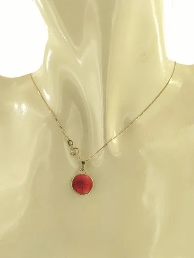 Collana Catenina Pendente Cabochon Donna Oro Giallo 18 Kt Carati 750 1,80 Gr