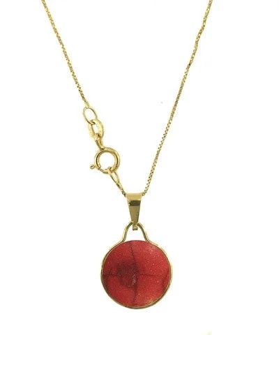 Collana Catenina Pendente Cabochon Donna Oro Giallo 18 Kt Carati 750 1,80 Gr - immagine 2