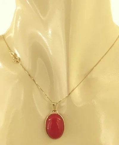 Collana Catenina Pendente Cabochon Donna Oro Giallo 18 Kt Carati Ct 750 2,80 Gr - immagine 2