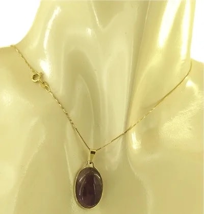 Collana Catenina Pendente Cabochon Donna Oro Giallo 18 Kt Carati Ct 750 3,20 Gr - immagine 2