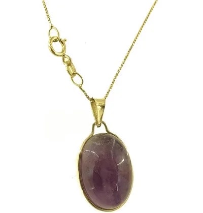 Collana Catenina Pendente Cabochon Donna Oro Giallo 18 Kt Carati Ct 750 3,20 Gr