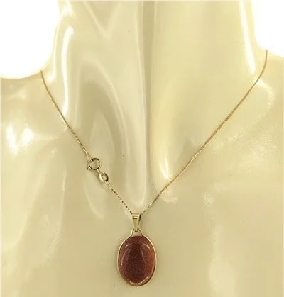 Collana Catenina Pendente Cabochon Donna Oro Giallo 18 Kt Carati Ct 750 3,4 Gr - immagine 2