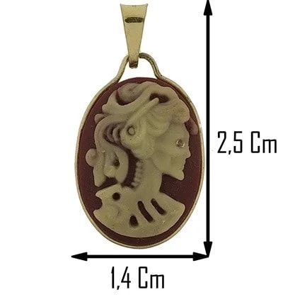 Collana Catenina Pendente Cameo Cammeo Gotico Oro Giallo 18 Kt Carati Ct 750 - immagine 3