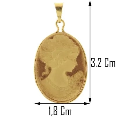 Collana Catenina Pendente Cameo Donna Oro Giallo 18 Kt Carati Ct 750 2,10 Gr - immagine 3