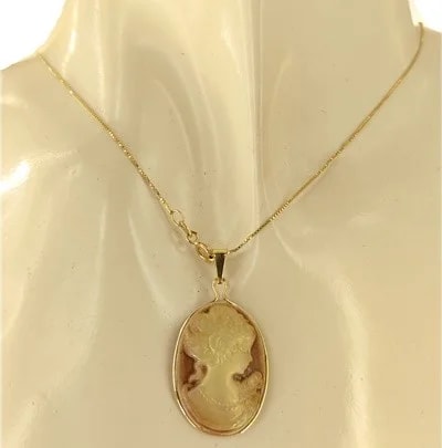 Collana Catenina Pendente Cameo Donna Oro Giallo 18 Kt Carati Ct 750 2,10 Gr - immagine 2
