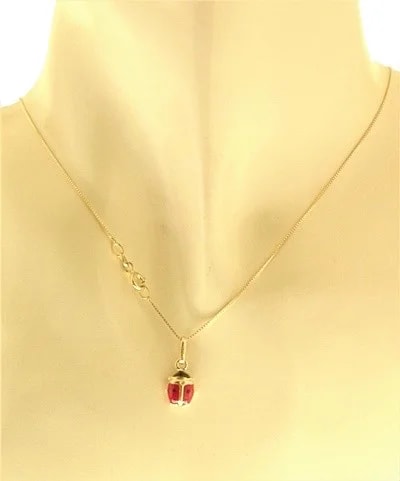 Collana Catenina Pendente Coccinella Donna Oro Giallo 18 Kt Carati Ct 750 1,25Gr - immagine 2