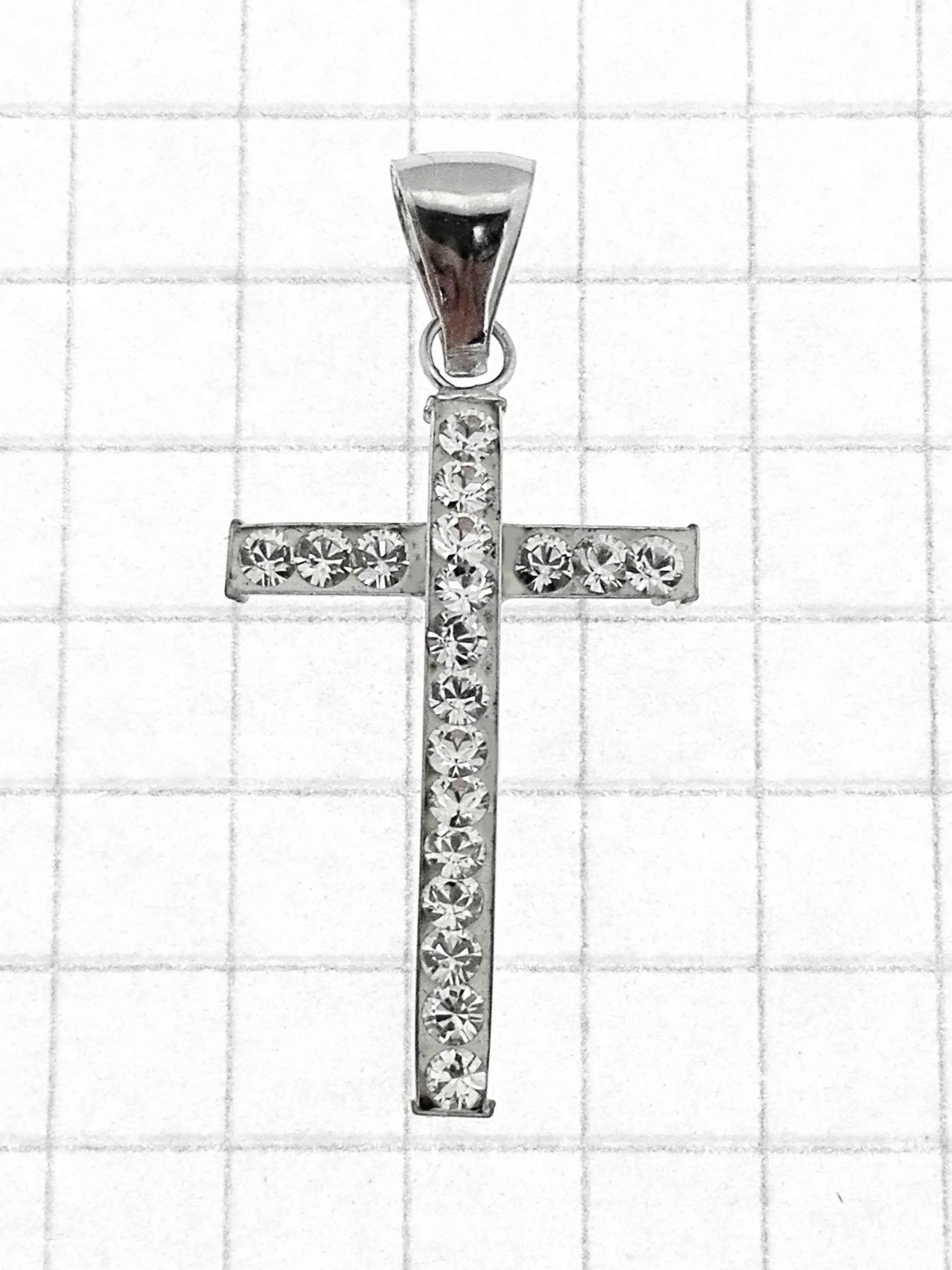 Collana Catenina Pendente Croce Donna Oro Bianco 18 Kt Carati Ct 750 1,30 Gr - immagine 3