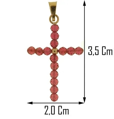 Collana Catenina Pendente Croce Rubini Uomo Donna Oro Giallo 18 kt Carati Ct 750 - immagine 3