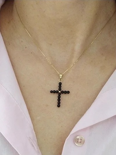 Collana Catenina Pendente Croce Uomo Donna Oro Giallo 18 kt Carati Ct 750 1,55 Gr - immagine 2
