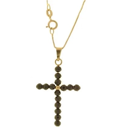 Collana Catenina Pendente Croce Uomo Donna Oro Giallo 18 kt Carati Ct 750 1,85 Gr