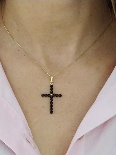 Collana Catenina Pendente Croce Uomo Donna Oro Giallo 18 kt Carati Ct 750 1,85 Gr - immagine 2