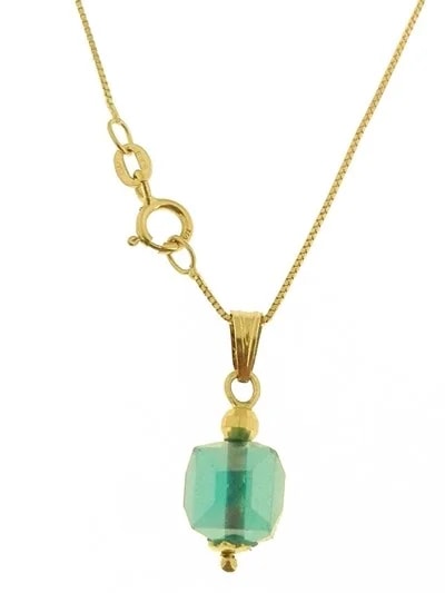 Collana Catenina Pendente Cubo 8 Colori Oro Giallo Donna 18 Kt Carati Ct 750