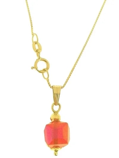 Collana Catenina Pendente Cubo 8 Colori Oro Giallo Donna 18 Kt Carati Ct 750 - immagine 3