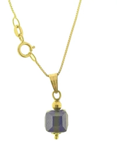 Collana Catenina Pendente Cubo 8 Colori Oro Giallo Donna 18 Kt Carati Ct 750 - immagine 4