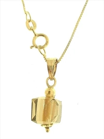 Collana Catenina Pendente Cubo 8 Colori Oro Giallo Donna 18 Kt Carati Ct 750 - immagine 8