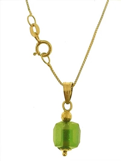 Collana Catenina Pendente Cubo 8 Colori Oro Giallo Donna 18 Kt Carati Ct 750 - immagine 2