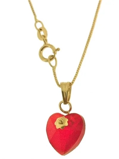 Collana Catenina Pendente Cuore 8 Colori Oro Giallo Donna 18 Kt Carati Ct 750
