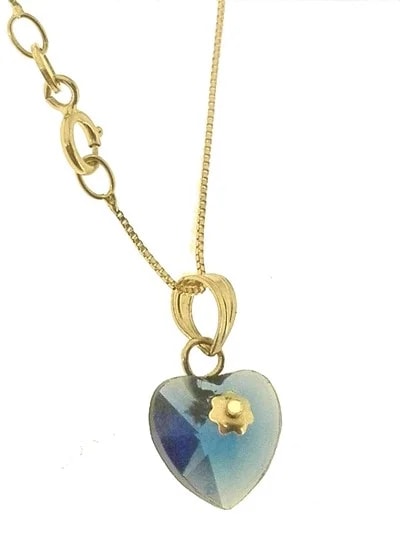 Collana Catenina Pendente Cuore 8 Colori Oro Giallo Donna 18 Kt Carati Ct 750 - immagine 2