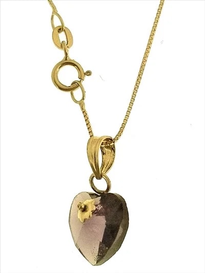 Collana Catenina Pendente Cuore 8 Colori Oro Giallo Donna 18 Kt Carati Ct 750 - immagine 5