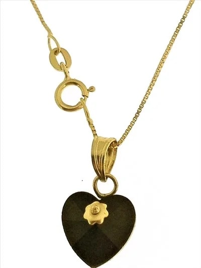 Collana Catenina Pendente Cuore 8 Colori Oro Giallo Donna 18 Kt Carati Ct 750 - immagine 6