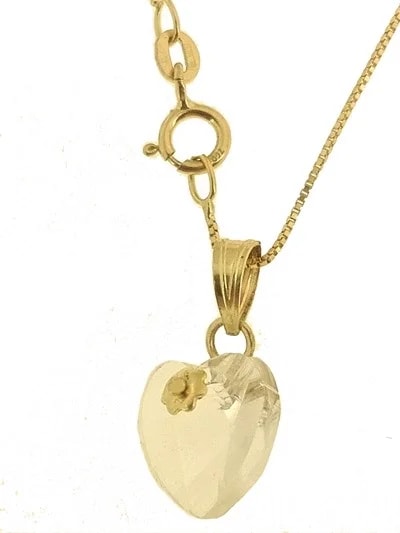 Collana Catenina Pendente Cuore 8 Colori Oro Giallo Donna 18 Kt Carati Ct 750 - immagine 7