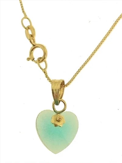 Collana Catenina Pendente Cuore 8 Colori Oro Giallo Donna 18 Kt Carati Ct 750 - immagine 8