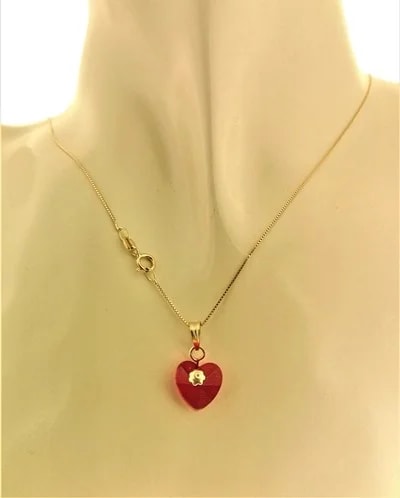 Collana Catenina Pendente Cuore 8 Colori Oro Giallo Donna 18 Kt Carati Ct 750 - immagine 9
