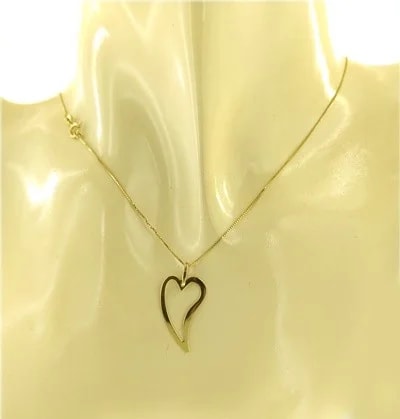 Collana Catenina Pendente Cuore Donna Oro Giallo 18 Kt Carati 750 1,10 Gr - immagine 2