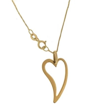 Collana Catenina Pendente Cuore Donna Oro Giallo 18 Kt Carati 750 1,10 Gr