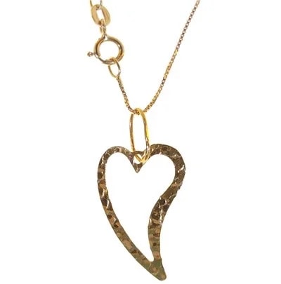Collana Catenina Pendente Cuore Donna Oro Giallo 18 Kt Carati 750 1,30 Gr