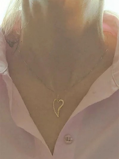Collana Catenina Pendente Cuore Donna Oro Giallo 18 Kt Carati 750 1,30 Gr - immagine 2