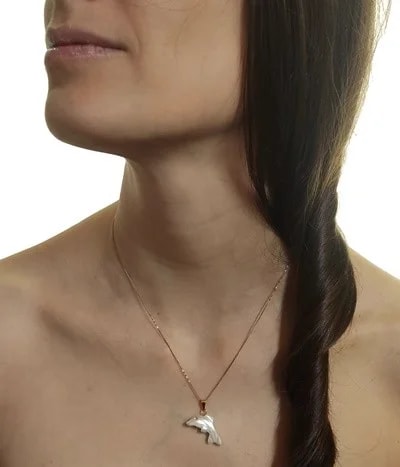 Collana Catenina Pendente Delfino Donna Giallo 18 kt Carati 750 - immagine 2
