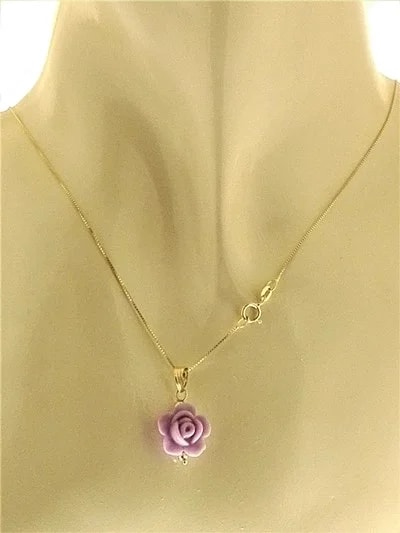 Collana Catenina Pendente Fiore 7 colori Donna Oro Giallo 18 Kt Carati Ct 750 1,50Gr - immagine 5