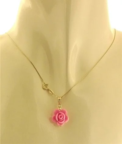 Collana Catenina Pendente Fiore 7 colori Donna Oro Giallo 18 Kt Carati Ct 750 1,50Gr