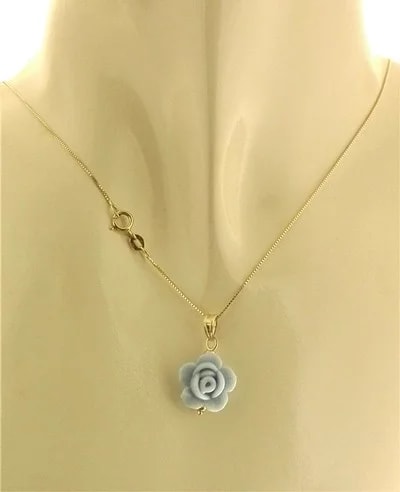 Collana Catenina Pendente Fiore 7 colori Donna Oro Giallo 18 Kt Carati Ct 750 1,50Gr - immagine 7