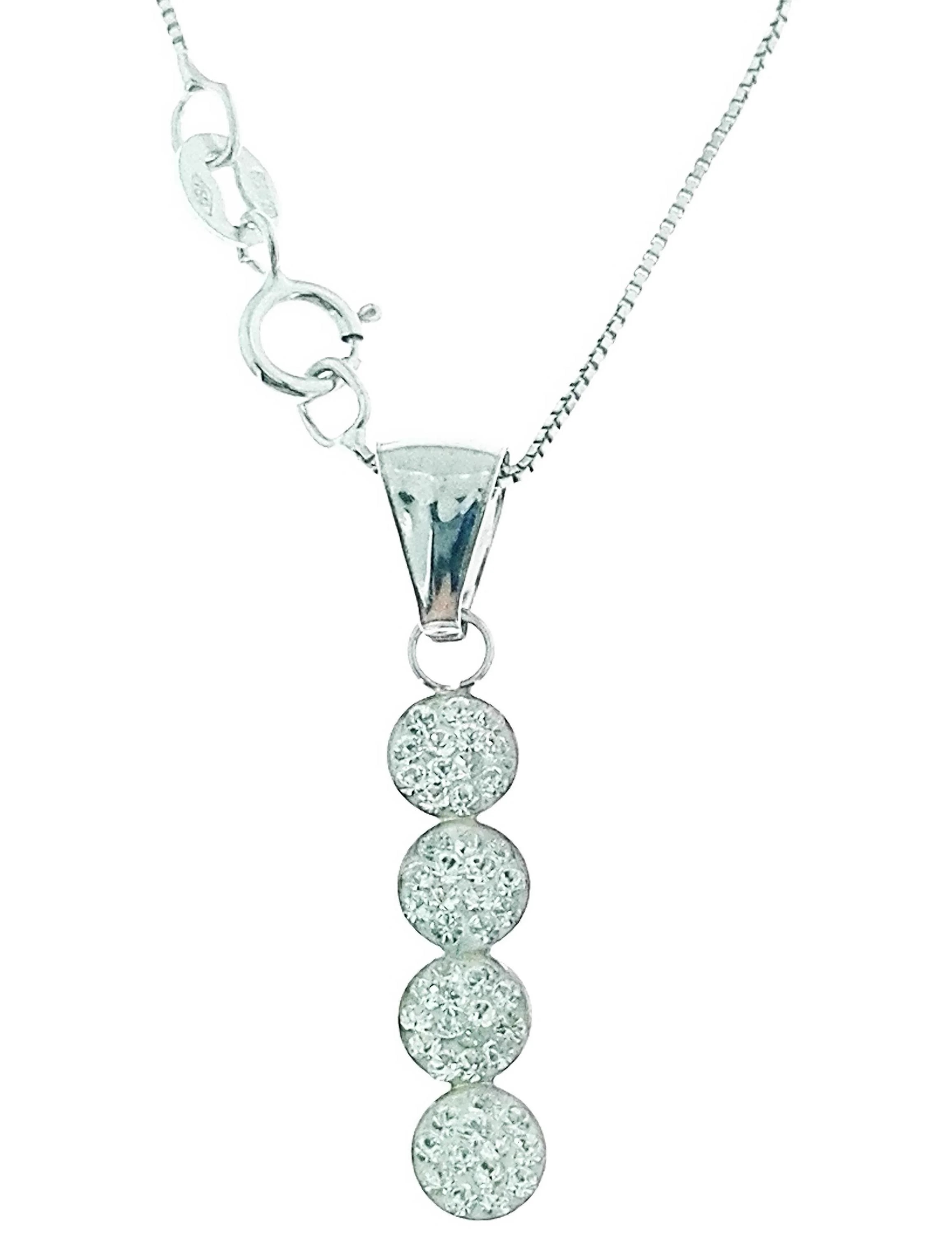 Collana Catenina Pendente Girocollo Donna Oro Bianco 18 Kt Carati Ct 750 1,20 Gr