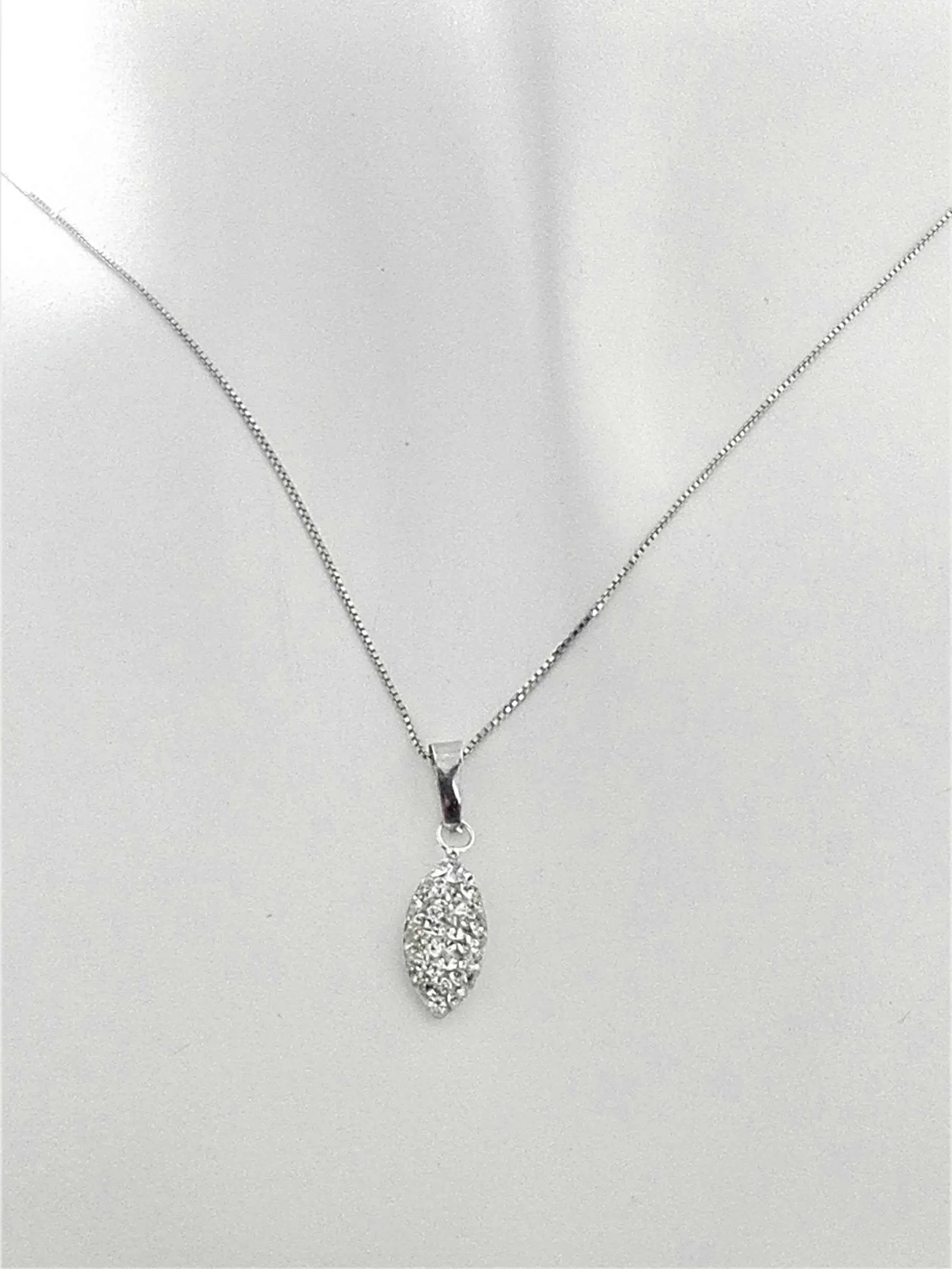 Collana Catenina Pendente Goccia Donna Oro Bianco 18 Kt Carati Ct 750 1,10 Gr - immagine 2