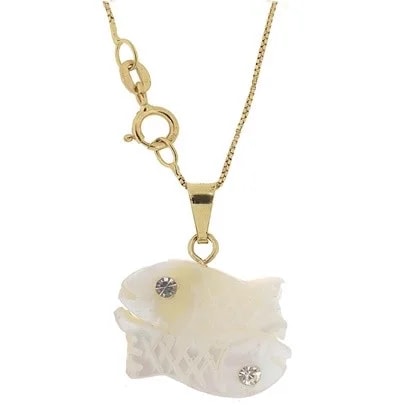 Collana Catenina Pendente pesci Donna Giallo 18 kt Carati 750