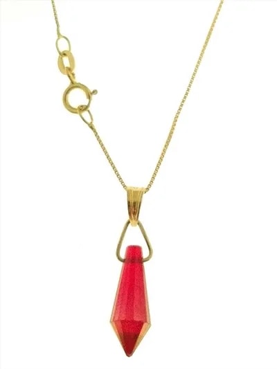 Collana Catenina Pendente Prisma 7 Colori Oro Giallo Donna 18 Kt Carati Ct 750