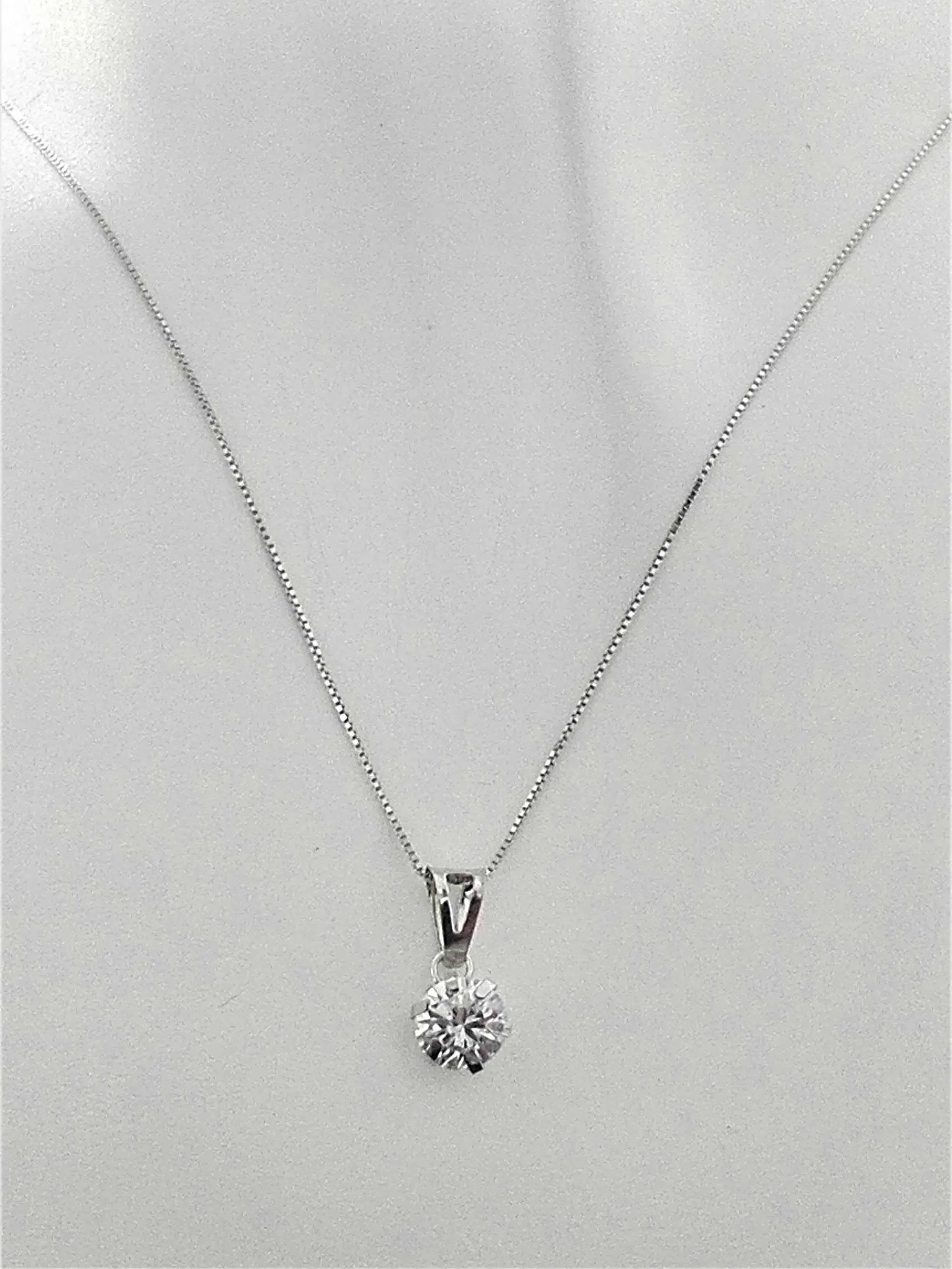 Collana Catenina Pendente Punto Luce Donna Oro Bianco 18 Kt Carati Ct 750 1,15Gr - immagine 2