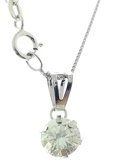 Collana Catenina Pendente Punto Luce Donna Oro Bianco 18 Kt Carati Ct 750 1,25 Gr - immagine 3