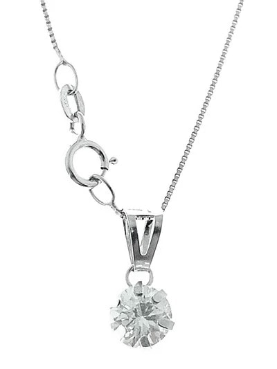Collana Catenina Pendente Punto Luce Donna Oro Bianco 18 Kt Carati Ct 750 1,25 Gr